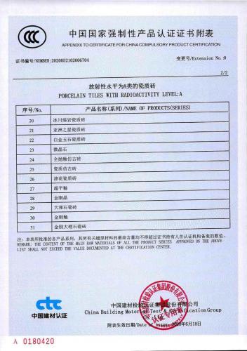 中国国家强制性产品认证证书附表2